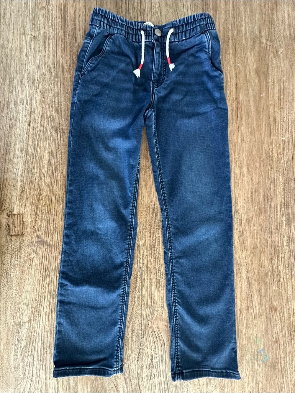 Mini Boden Navy Drawstring Jeans with White Cord